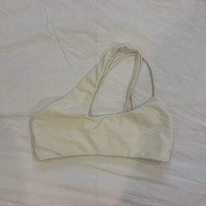 MIKOH white one shoulder strappy bikini top